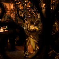 Venice-Antiquary restorer workshop near Rialto, color landscape photo