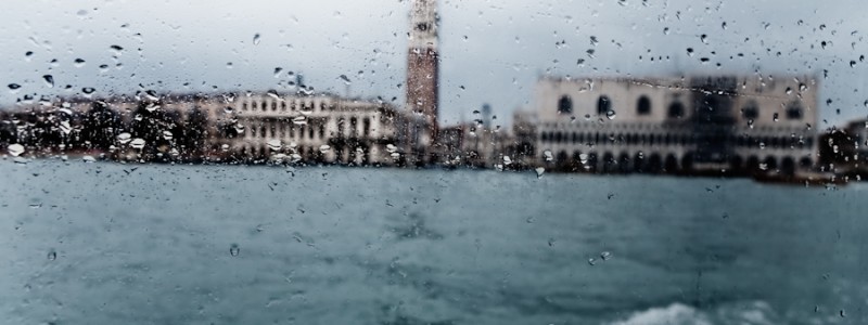 Venice-A view of Doge's Palace seen from the lagoon, color landscape photo