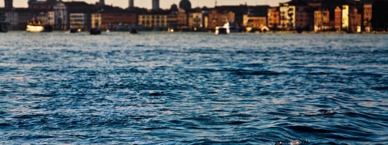 Venice-color landscape photo of Riva degli Schiavoni waterfront at sunset