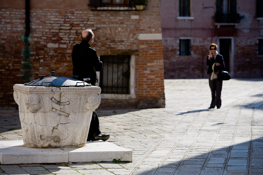 Venice, Italy - couple takes a walk in town