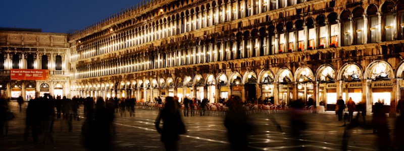 Venice-St. Mark's square at night, color landscape photo