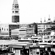 Venice - St. Mark's waterfront with Doge's Palace, black and white landscape photo