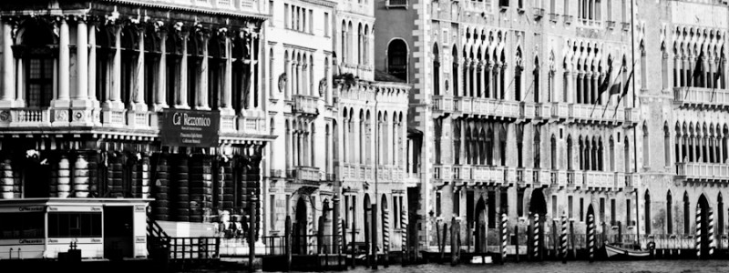 Venice - Grand Canal palaces, black and white landscape photo